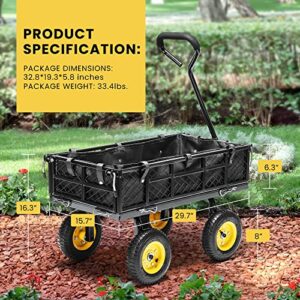 VIVOHOME Outdoor Tumbling Composter Dual Rotating Batch Compost Tumblers and Heavy Duty 400Lb Steel Garden Cart with Liner,Removable Sides and 8 inch Wheels (Black)