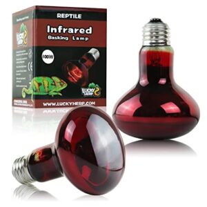 lucky herp 2 pack 100w reptile heat lamp bulb, amphibian infrared basking spot light bulb for turtle, bearded dragon, lizard, etc