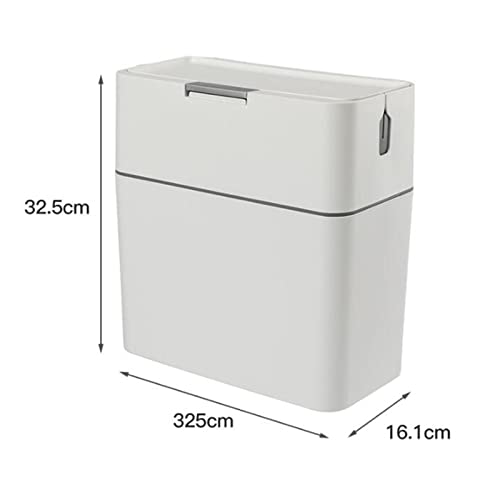 Gralara Trash Can with Brush High Capacity Rubbish Bin Rectangular Button Cover 12L Garbage Container Bin for Indoor Toilet Outdoor Bathroom Bedroom