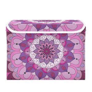 DOMIKING Mandala Collapsible Rectangular Storage Bin with Lids Decorative Lidded Baskets for Toys Organizer Storage Boxes with Handles for Clothes Shelves Nursery Playroom