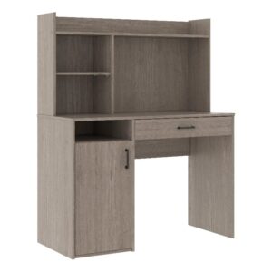 sauder beginnings engineered wood desk w/hutch in silver sycamore/brown finish