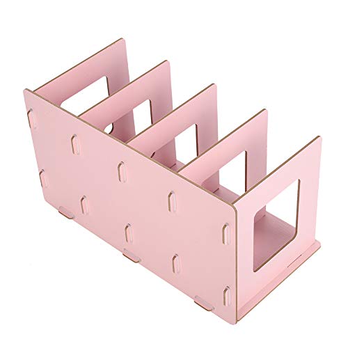 YOUTHINK DIY Desktop Bookshelves, Wooden Books DVD Placement Shelves Storage Shelves, Suitable for Students Children Adults (Light Pink)