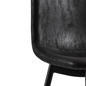 NicBex Dining Chairs, Crazy-Horse Leather Reception Chairs, Accent Chair with Metal Legs for Home Kitchen, Living Room, Set of 2, Black