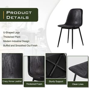 NicBex Dining Chairs, Crazy-Horse Leather Reception Chairs, Accent Chair with Metal Legs for Home Kitchen, Living Room, Set of 2, Black