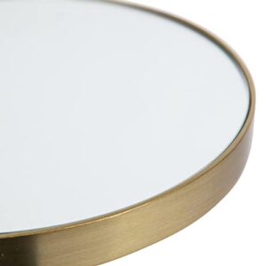 Kate and Laurel Hescott Modern Decorative Round Drink Table with Natural Marble Base and Mirrored Tabletop, 10x10x24, Gold