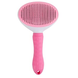 self-cleaning slicker brush comb - best pet cat dog grooming long short hair - shedding loose undercoat tangled haired removes tool - pink