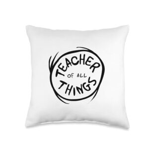 dr. seuss teacher of all things emblem red throw pillow, 16x16, multicolor