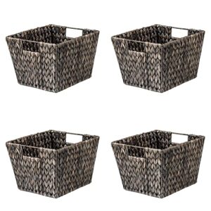 11.5" hyacinth storage basket with handles, rectangular, by trademark innovations (set of 4, taupe)