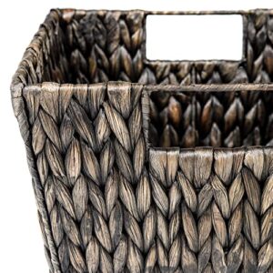 11.5" Hyacinth Storage Basket with Handles, Rectangular, by Trademark Innovations (Set of 4, Taupe)