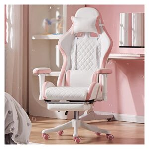 zhaolei ergonomic leather chair girls home office comfortable game swivel chair gamer live computer chair (color : e, size : 1)