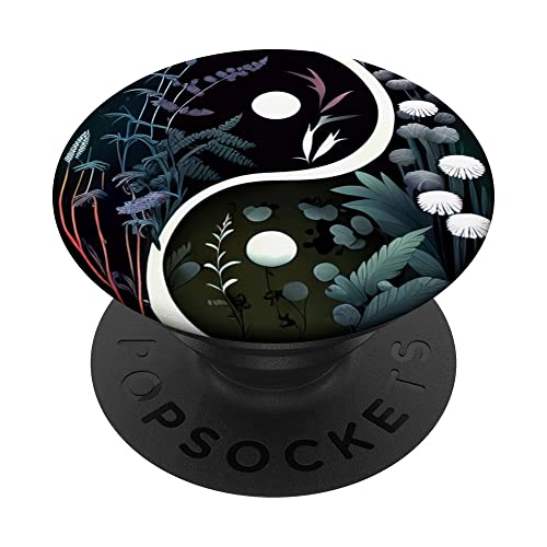 Floral Yin Yang Zen Flower Dualism Cosmic Spiritual Taoism PopSockets Swappable PopGrip