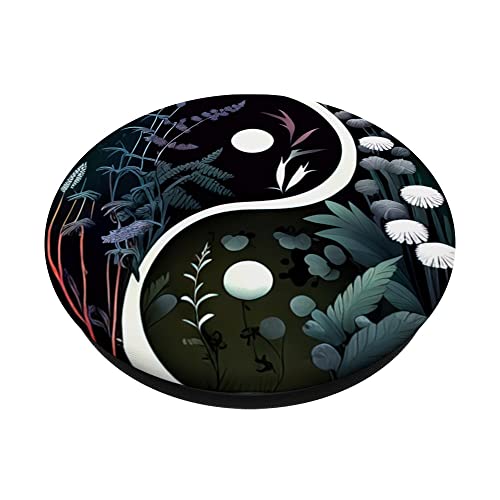 Floral Yin Yang Zen Flower Dualism Cosmic Spiritual Taoism PopSockets Swappable PopGrip