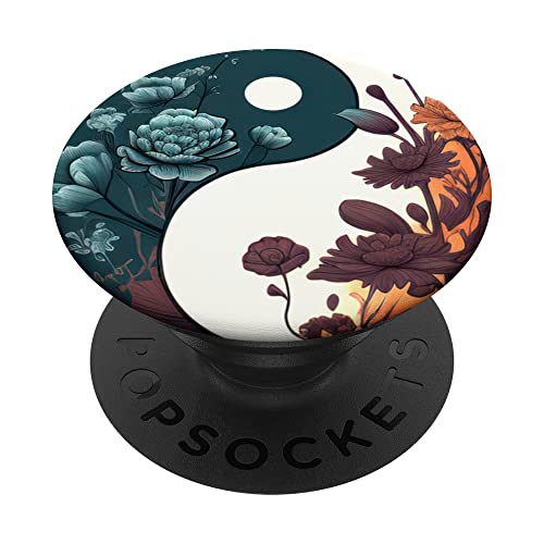 Floral Yin Yang Zen Flower Dualism Cosmic Spiritual Taoism PopSockets Swappable PopGrip