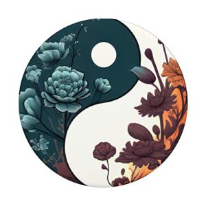 Floral Yin Yang Zen Flower Dualism Cosmic Spiritual Taoism PopSockets Swappable PopGrip