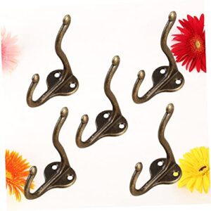 Levemolo 5pcs Bronzy Antique Kitchen Vintage Home Hanger Hole Hooks Single Mounted Small Towel Pants Dual Coat Bedroom Bronze for Hook Wall Clothes Bathroom Sturdy Two Retro