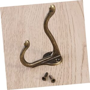 Levemolo 5pcs Bronzy Antique Kitchen Vintage Home Hanger Hole Hooks Single Mounted Small Towel Pants Dual Coat Bedroom Bronze for Hook Wall Clothes Bathroom Sturdy Two Retro