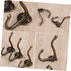 Levemolo 5pcs Bronzy Antique Kitchen Vintage Home Hanger Hole Hooks Single Mounted Small Towel Pants Dual Coat Bedroom Bronze for Hook Wall Clothes Bathroom Sturdy Two Retro