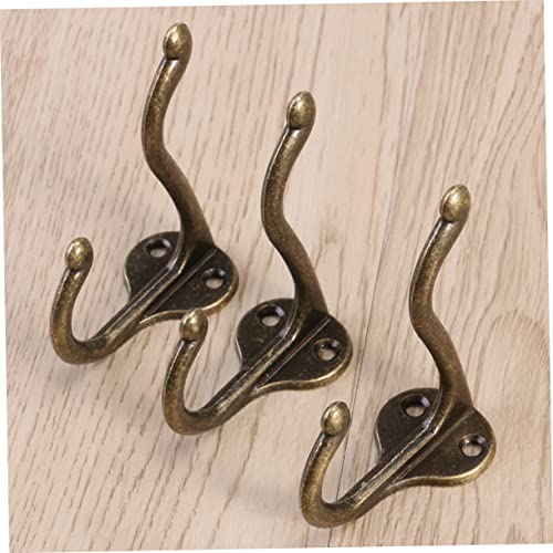 Levemolo 5pcs Bronzy Antique Kitchen Vintage Home Hanger Hole Hooks Single Mounted Small Towel Pants Dual Coat Bedroom Bronze for Hook Wall Clothes Bathroom Sturdy Two Retro