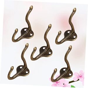 Levemolo 5pcs Bronzy Antique Kitchen Vintage Home Hanger Hole Hooks Single Mounted Small Towel Pants Dual Coat Bedroom Bronze for Hook Wall Clothes Bathroom Sturdy Two Retro