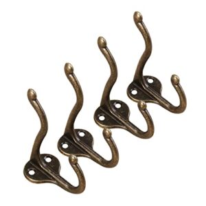 Levemolo 5pcs Bronzy Antique Kitchen Vintage Home Hanger Hole Hooks Single Mounted Small Towel Pants Dual Coat Bedroom Bronze for Hook Wall Clothes Bathroom Sturdy Two Retro