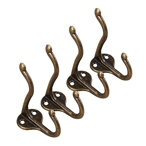 Levemolo 5pcs Bronzy Antique Kitchen Vintage Home Hanger Hole Hooks Single Mounted Small Towel Pants Dual Coat Bedroom Bronze for Hook Wall Clothes Bathroom Sturdy Two Retro