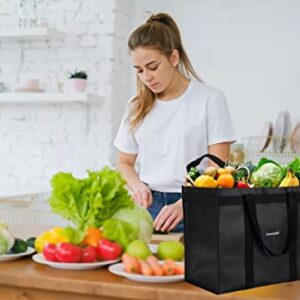 Homemell Reusable Grocery Bags Heavy Duty Foldable Shopping Bags - Extra Strength Large Size Black Collapsible Tote