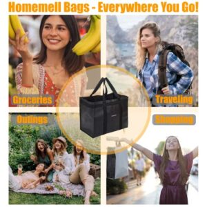 Homemell Reusable Grocery Bags Heavy Duty Foldable Shopping Bags - Extra Strength Large Size Black Collapsible Tote