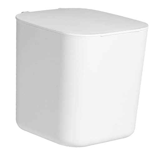 SOLUSTRE with Waste Table Bathroom Trashcan Bin White Mini Kitchen Plastic Garbage to Vanity Tissues of Rubbish Can Cotton Lid Wastebasket Sponges Makeup Square- Dispose Small Desktop