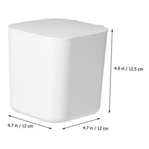 SOLUSTRE with Waste Table Bathroom Trashcan Bin White Mini Kitchen Plastic Garbage to Vanity Tissues of Rubbish Can Cotton Lid Wastebasket Sponges Makeup Square- Dispose Small Desktop