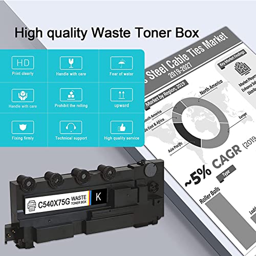 C540X75G Compatible (2 Pack, Black) High Yield Waste Toner Box Replacement for Lexmark C544 and x544 Series Printers Ink Cartridge, Sold by NUC
