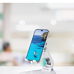 Ｓｍｈａｗｋ Cell Phone Stand, Angle Height Adjustable Cell Phone Holder with Silicon Pad for Desk Fully Forldable Mobile Phone Holder Compatible with All Mobile Phones, (White)