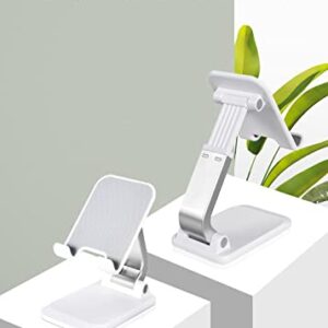 Ｓｍｈａｗｋ Cell Phone Stand, Angle Height Adjustable Cell Phone Holder with Silicon Pad for Desk Fully Forldable Mobile Phone Holder Compatible with All Mobile Phones, (White)