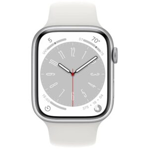 apple watch series 8 (41mm, gps) - silver aluminum case with white sport band (renewed premium)