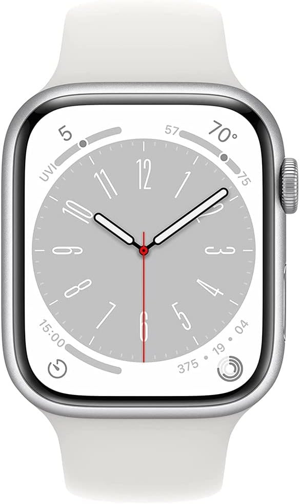 Apple Watch Series 8 (41MM, GPS) - Silver Aluminum Case with White Sport Band (Renewed Premium)