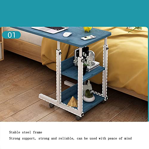 COTCLO Learn Office Computer Table Overbed Table Office Portable Mobile with 4 Locking Wheels Laptop Computer Desk Height Adjustable Mobile Table for Multi-Purpose Usages (Size : 80 * 40cm)
