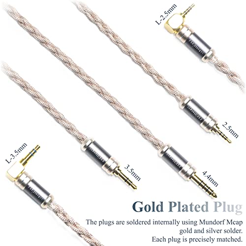 FSIjiangyi 0.78mm 2 Pin Cable 4.4mm 6N Single Crystal Copper Braid Earphone Cable 2Pin IEM Cable for EM2 EM1 King 2 KXXS S8 Aria RE2000 LCDi4 Legend X VE2 VE6 A12t N8t Replacement Cable (4.4mm Plug)