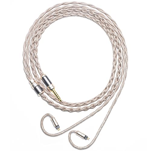 FSIjiangyi 0.78mm 2 Pin Cable 4.4mm 6N Single Crystal Copper Braid Earphone Cable 2Pin IEM Cable for EM2 EM1 King 2 KXXS S8 Aria RE2000 LCDi4 Legend X VE2 VE6 A12t N8t Replacement Cable (4.4mm Plug)