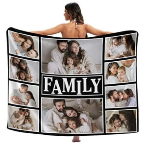 Custom Blankets with Photos, Custom Blanket with Picture for Family Mom Dad Couples Baby, Personalized Picture Blanket with 10 Photos Collage, Personalized Picture Throw Blanket for Birthday