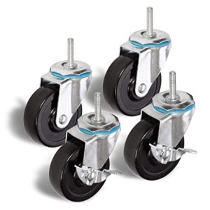 HSS Wire Shelving 3" Wheel Casters 3/8" Bolt Size, 4-Pack, Capacity 500 lbs