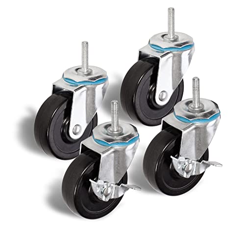 HSS Wire Shelving 3" Wheel Casters 3/8" Bolt Size, 4-Pack, Capacity 500 lbs