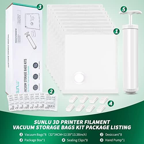 3D Printer Filament Vacuum Storage Kits and 3D Printer PLA Filament 1KG Rainbow, Remove Moisture from Damp Filaments, Spool Storage Sealing Bags Kits, 32 * 34CM(12.59 * 13.38inch)