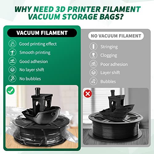 3D Printer Filament Vacuum Storage Kits and 3D Printer Silk Filament 1KG Silver, Remove Moisture from Damp Filaments, Spool Storage Sealing Bags Kits, 32 * 34CM(12.59 * 13.38inch)