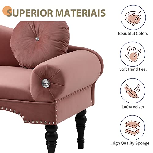 CALABASH Comfy Loveseat Sofa Small Rose Couch Small Spaces, Small Love Seat Bedroom, Mid Century Modern Couches Living Room Dorm Office, 2 Seater Tufted Deep Seat Sofas, 54”W(Pink)