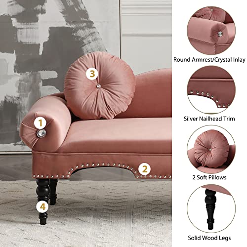 CALABASH Comfy Loveseat Sofa Small Rose Couch Small Spaces, Small Love Seat Bedroom, Mid Century Modern Couches Living Room Dorm Office, 2 Seater Tufted Deep Seat Sofas, 54”W(Pink)
