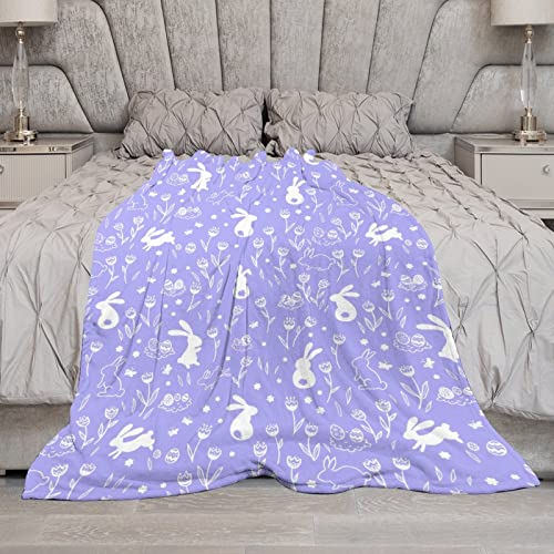 Easter Bunny Blanket Gifts, 40"x50" Rabbits Flannel Fleece Throw Blanket Soft, Lightweight, Comfortable, Warm Bunny Themed Blanket for Adults Kids