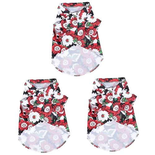 3pcs XXL Pet Fashionable Breeze Fashion Apparel Decorative Red Printed Outfit in Clothing Style Small Clothes Cartoon Chic Cats Sleeveless Themed Puppies Beach Summer Red- T-