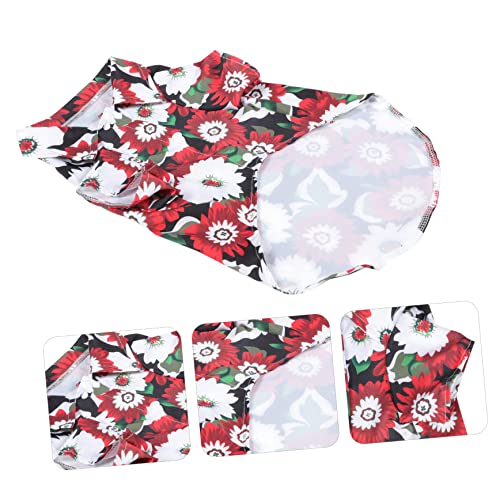 3pcs XXL Pet Fashionable Breeze Fashion Apparel Decorative Red Printed Outfit in Clothing Style Small Clothes Cartoon Chic Cats Sleeveless Themed Puppies Beach Summer Red- T-