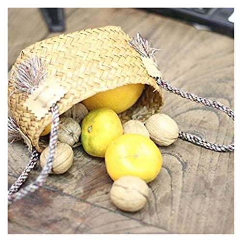 WALTX Round Basket Mini Hand- Woven Seaweed Basket Desktop Storage Basket Simulation Flower Basket Portable Seaweed Basket