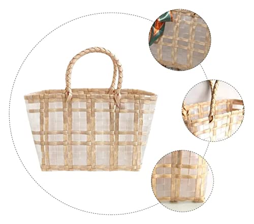 WALTX Round Basket 1Pc Practical Waterproof Durable Shopping Basket Woven Basket for Home Decor Shop Storage Case