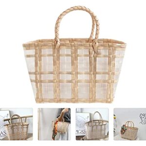 WALTX Round Basket 1Pc Practical Waterproof Durable Shopping Basket Woven Basket for Home Decor Shop Storage Case